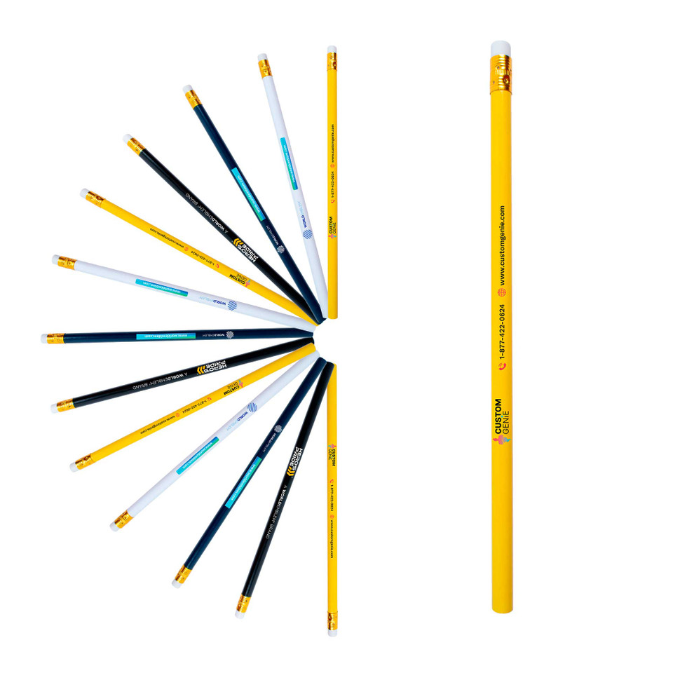 Wooden Pencils with Eraser Customizable with Full-Color Print