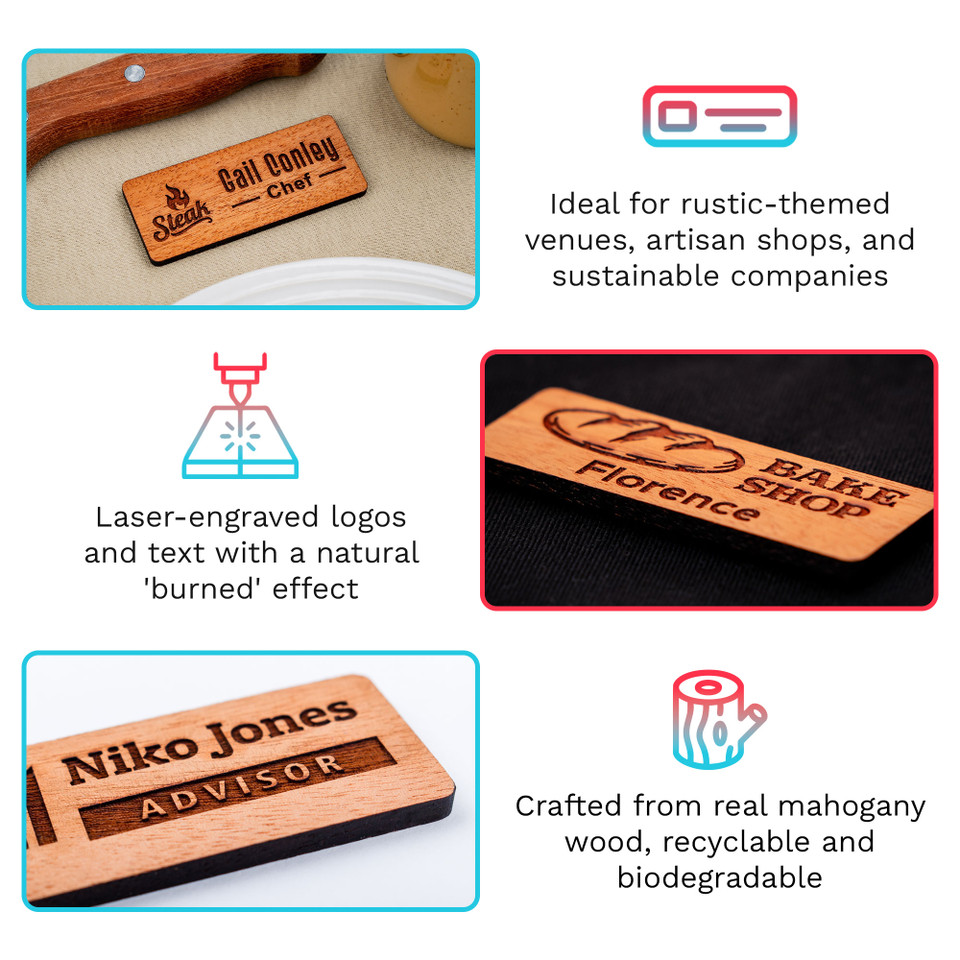 Engraved Wooden Name Badge