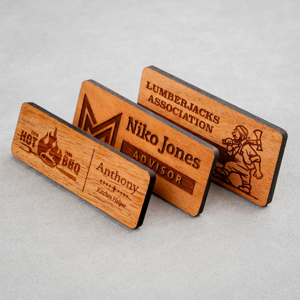 Engraved Wooden Name Badge