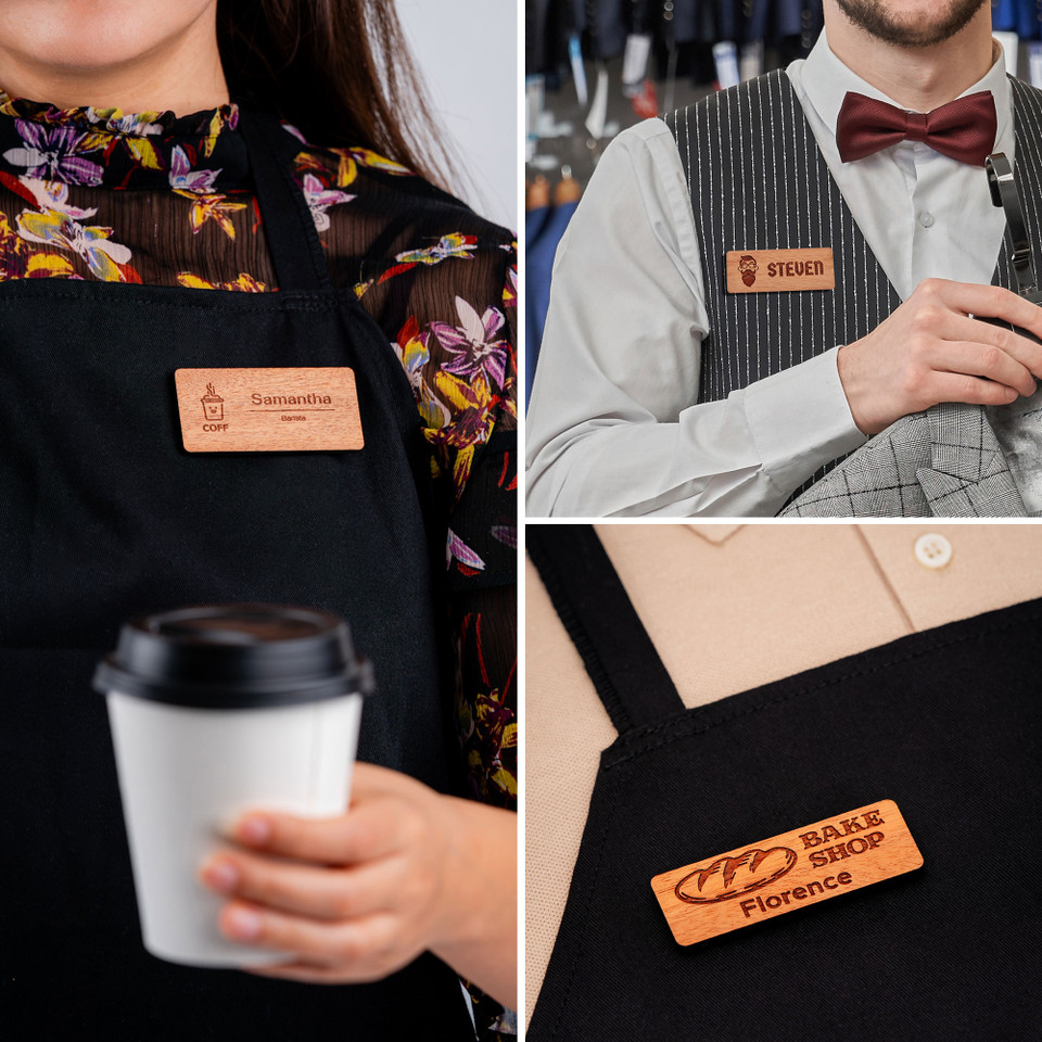 Engraved Wooden Name Badge