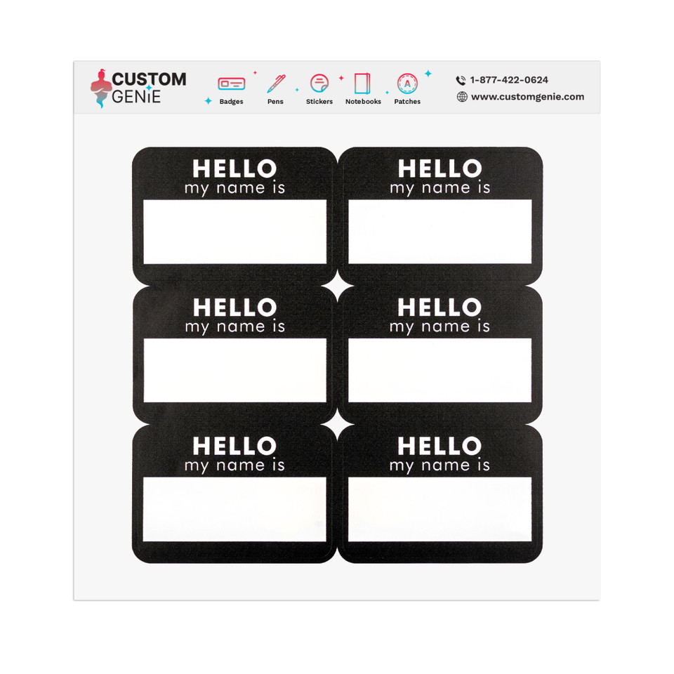 "Hello My Name Is" Vinyl Name Tags 6 pieces