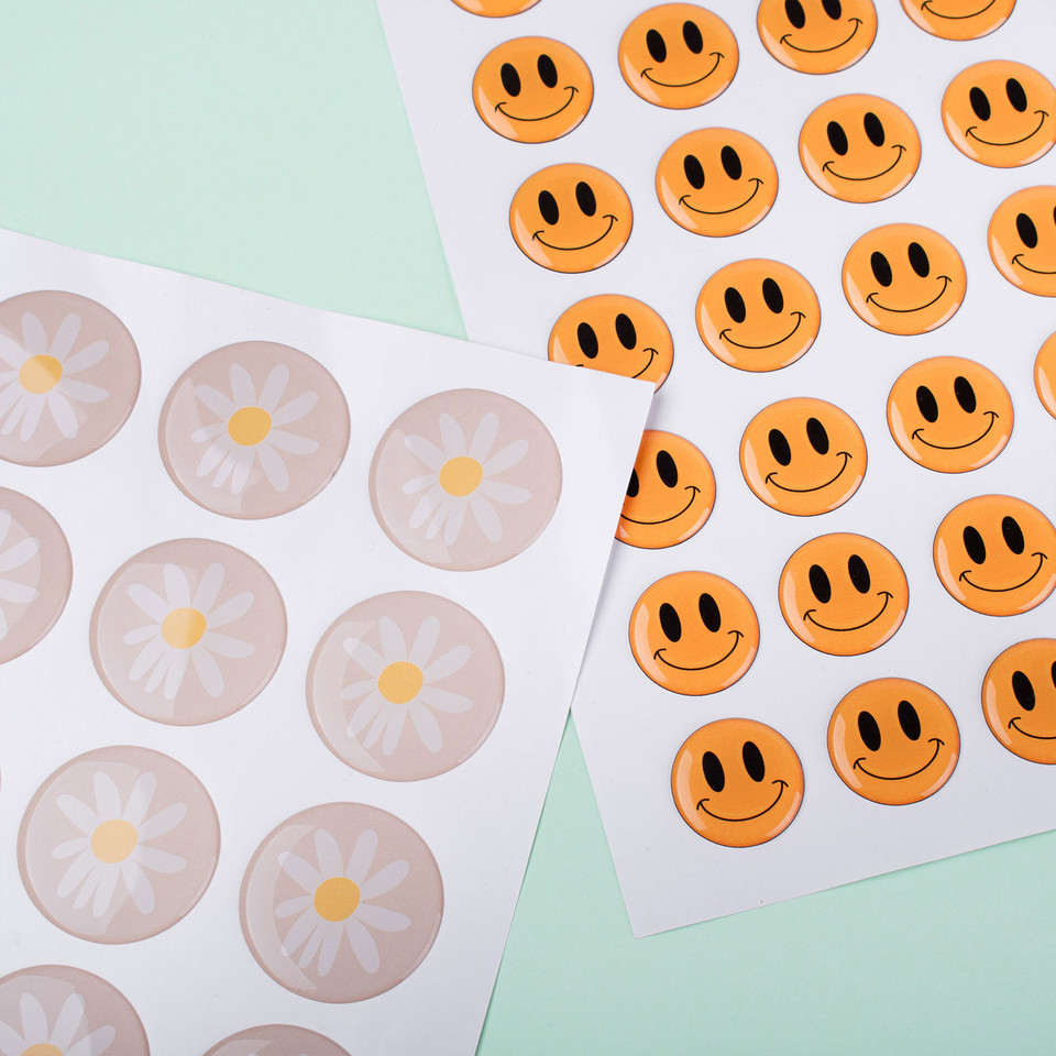Domed White Vinyl Sticker Sheet