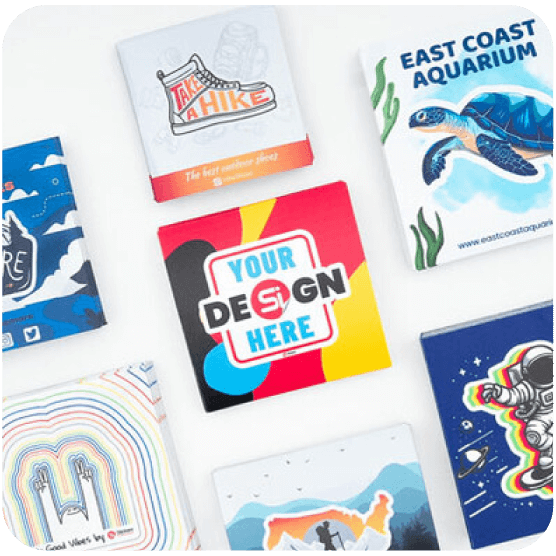 Stickers' sizes are customized through a large range of width and height measurements.