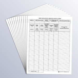Twelve observation forms for recording precipitation measurements. Twelve observation forms for recording precipitation measurements.