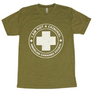 Show Your Support for Cannabis Reform with Our "I Am Not A Criminal®" Military Green T-Shirt - X-Large