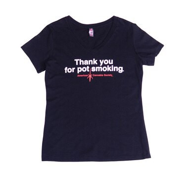 X Small V Neck Thank You For Pot Smoking Shirt