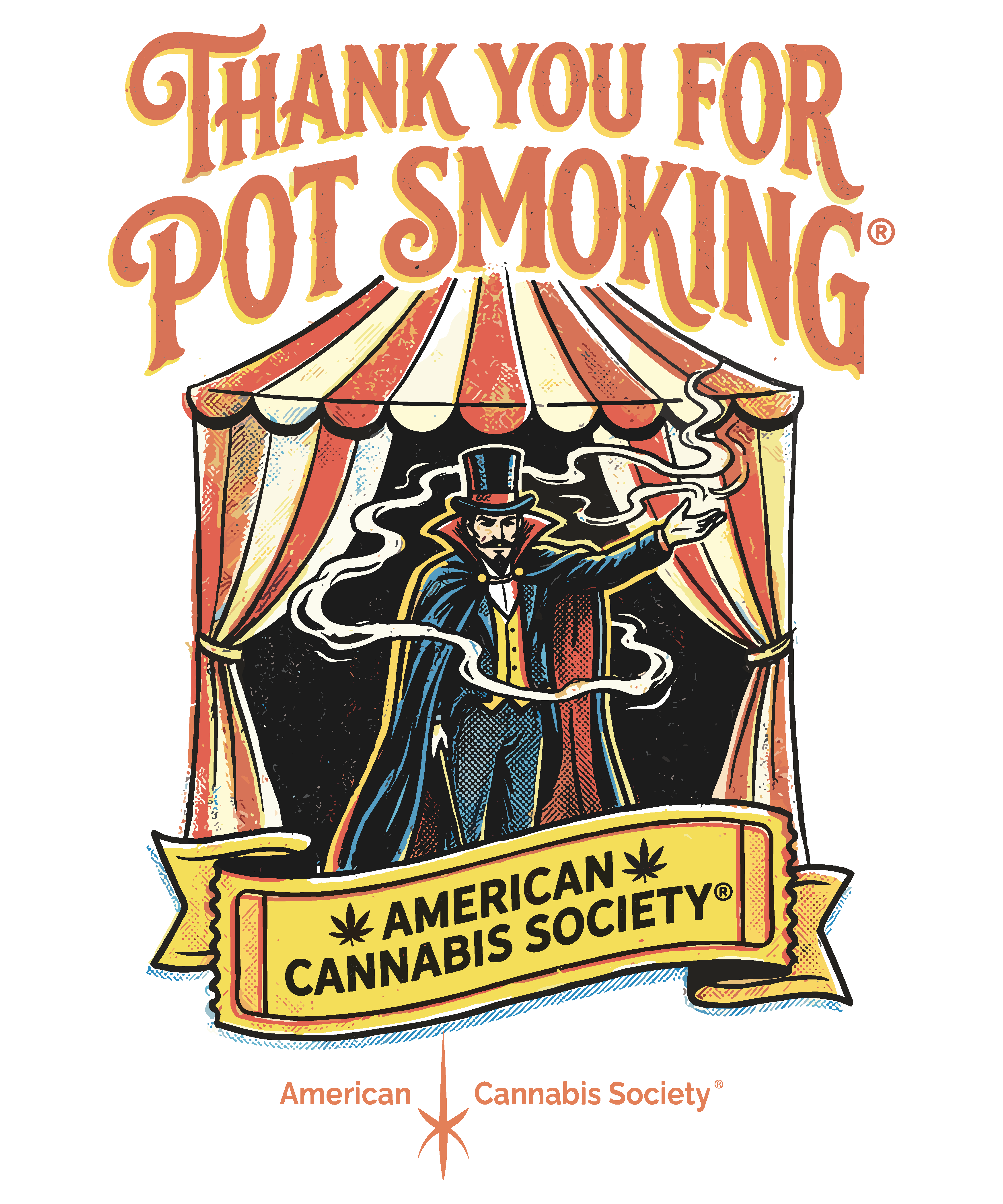 Thank You For Pot Smoking circus tent magician graphic, a THCFactor.com cannabis clothing design