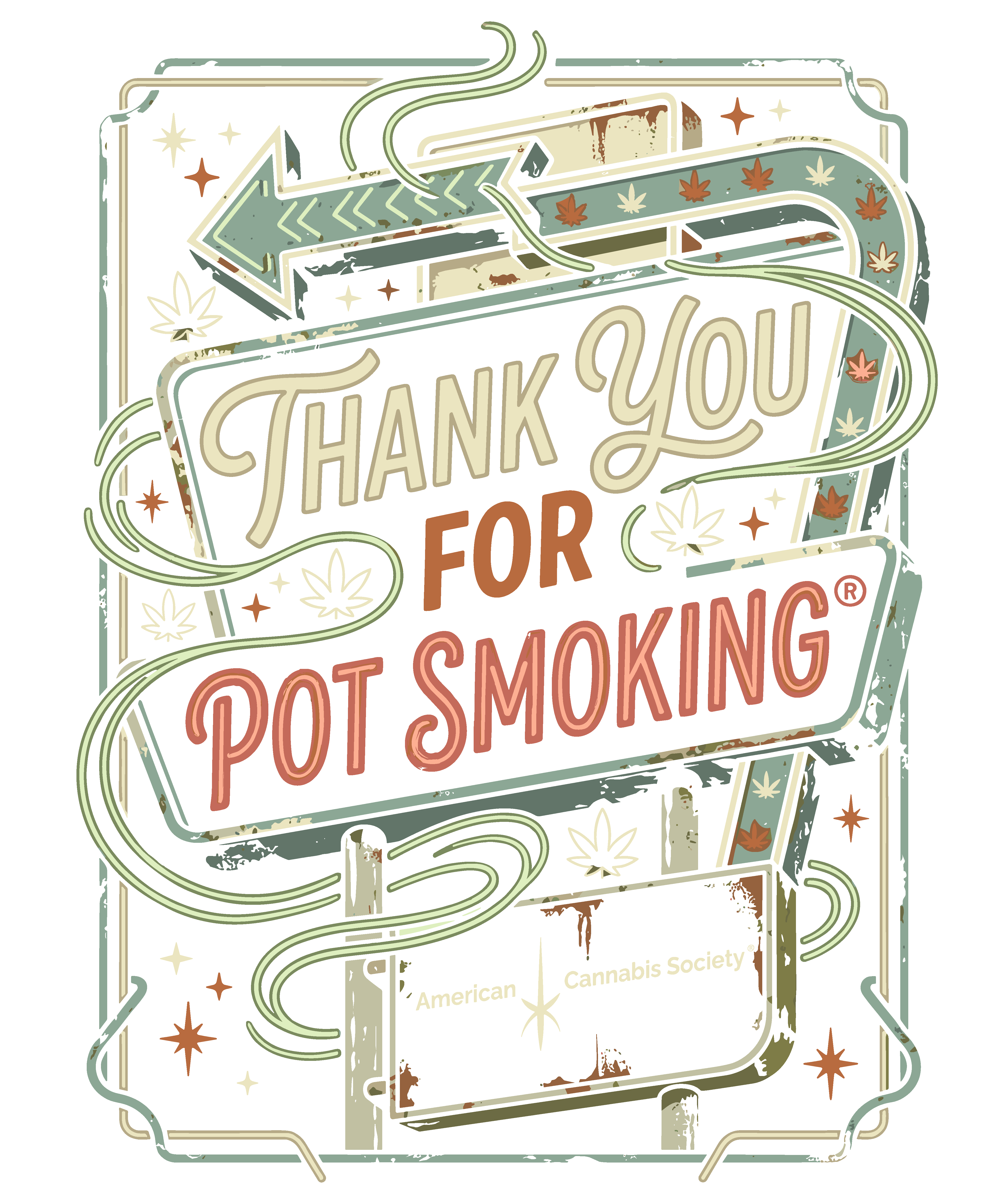 Thank You For Pot Smoking retro neon sign design, part of the THCFactor.com Wisconsin cannabis clothing collection