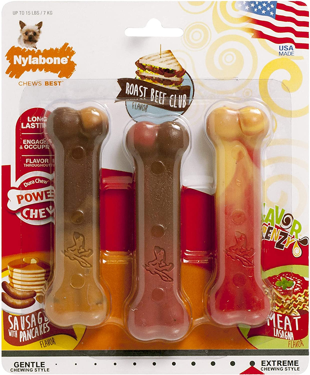 Nylabone Puppy Chew & Dura Chew Peanut Butter Bone Twin Pack Dog Toy, Small