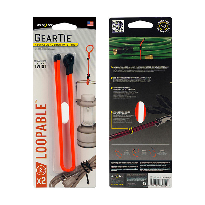 Nite Ize Gear Tie Loopables, Orange