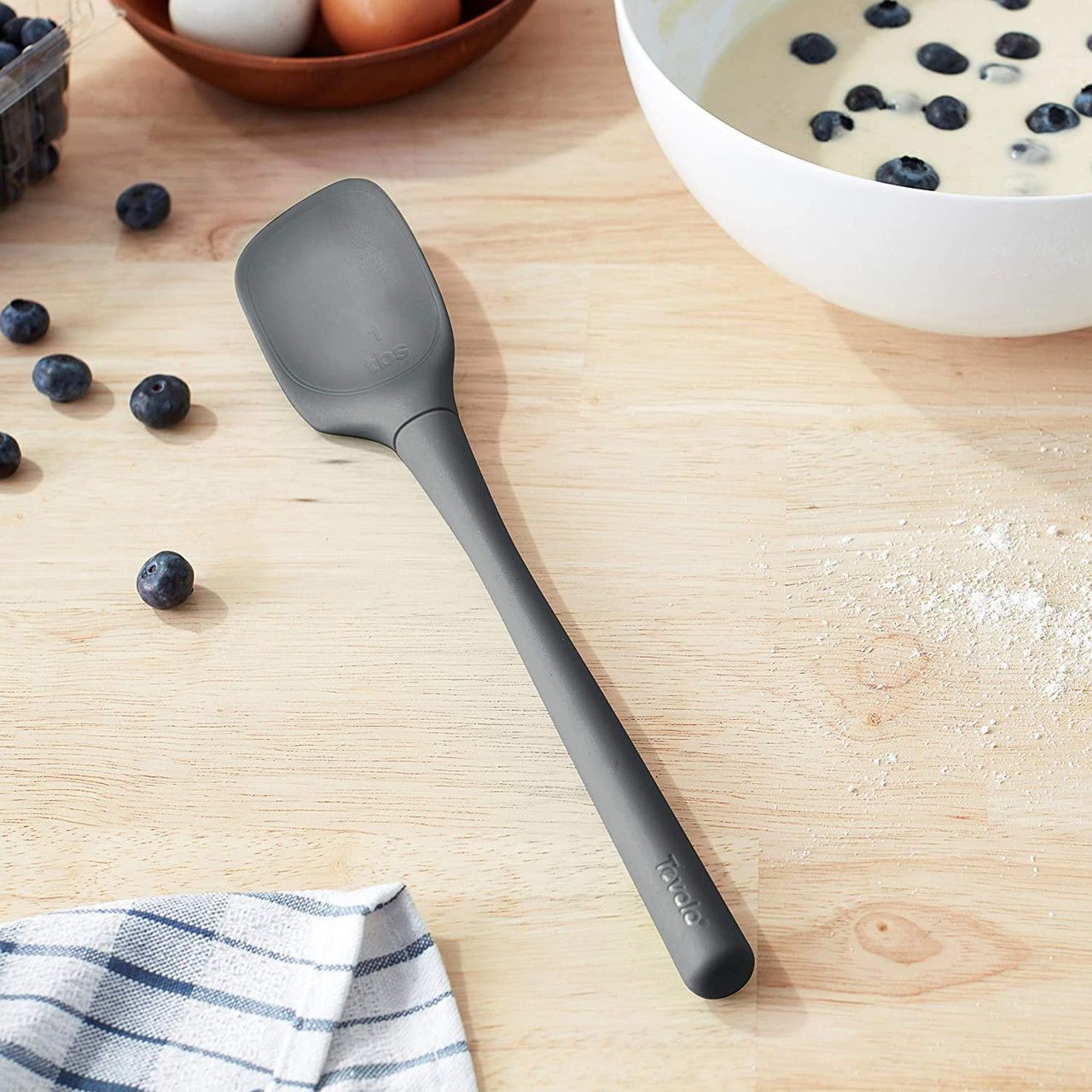 Tovolo Silicone Mixing Spoon - Charcoal Color, 12.25" With Stainless Steel Handle | Heat-Resistant, Scratch-Proof For Nonstick Cookware