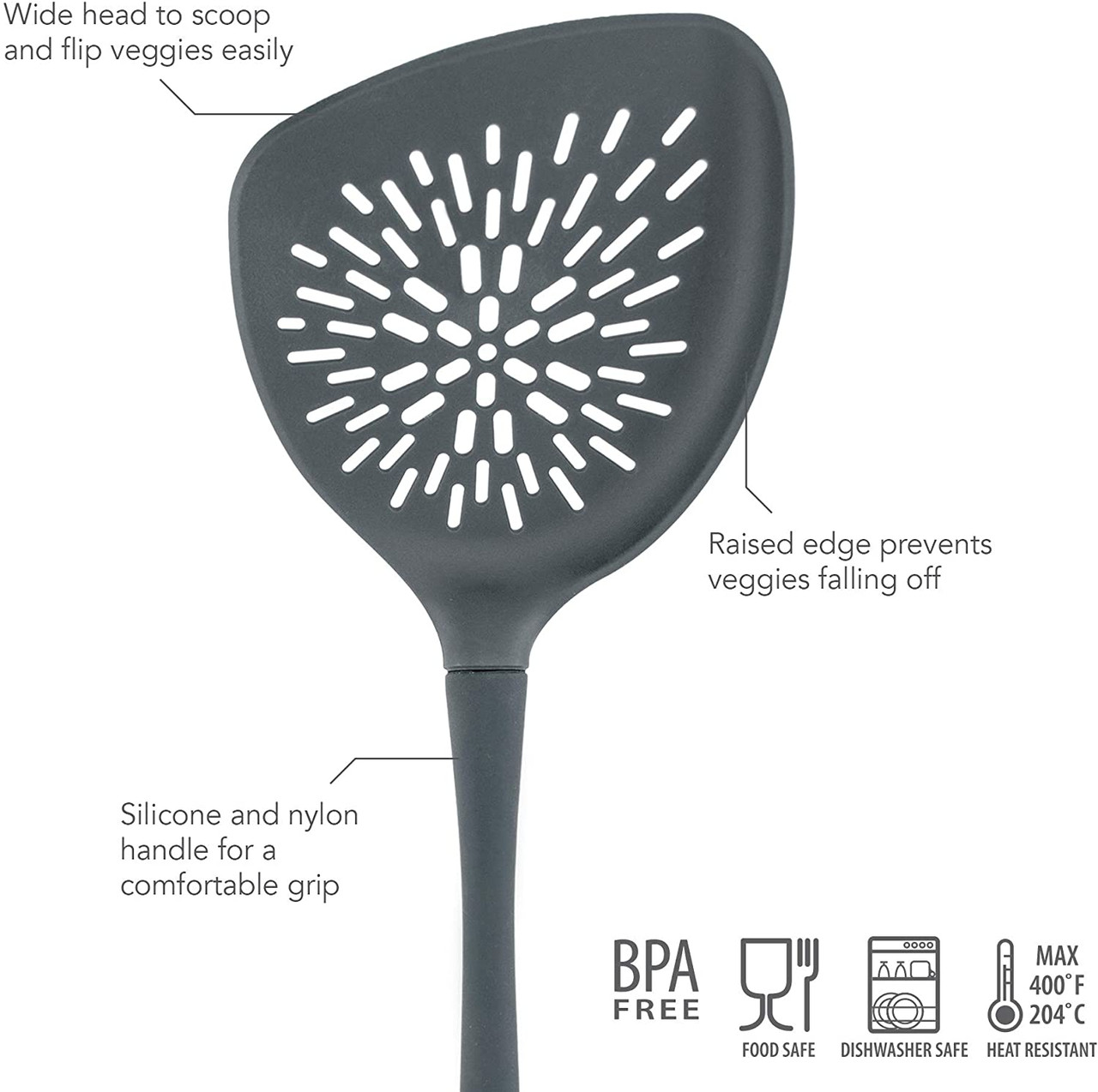 Tovolo Flex-Core All Silicone Deep Spoon, Charcoal