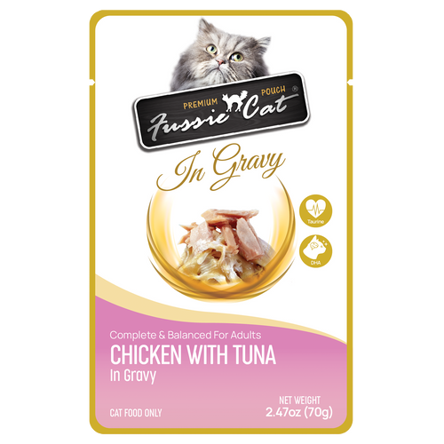 Fussie Cat Chicken with Tuna in Gravy Pouch, 2.47oz