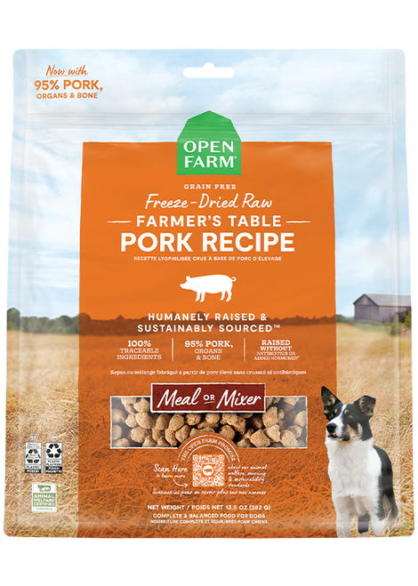 Open Farm Farmer's Table Pork Freeze Dried Raw Dog Food, 13.5z