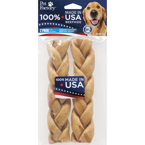 Pet Factory Beefhide Braids, 2pk