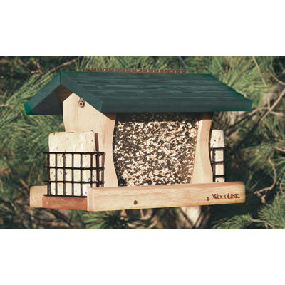 Woodlink Large Cedar Garden Green Roof Feeder with Suet Cages