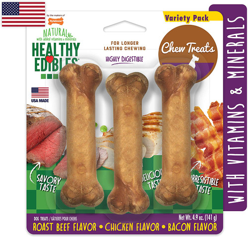 Nylabone Regular Healthy Edibles Longer Lasting Variety Pack, 3pk