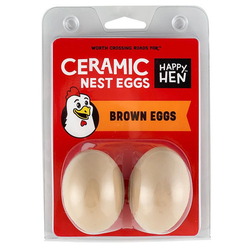 Happy Hen Ceramic Nest Eggs, Brown, 2PK