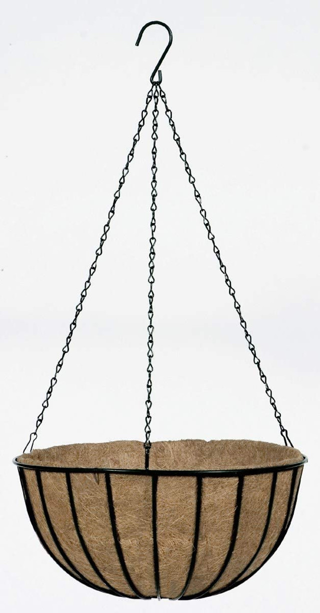 Gardman Black Traditional Hanging Basket & Liner, 14 Inch