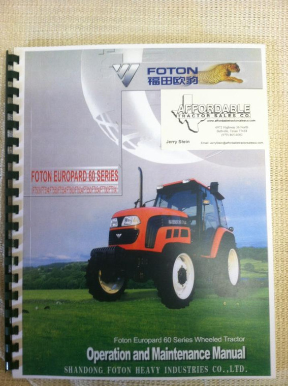 Foton 60 hp Operation Manual