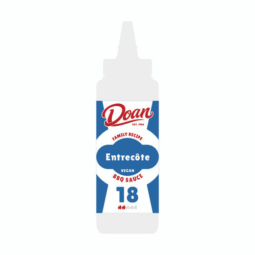 Doan 18 Entrecôte BBQ Sauce bottle, rich herbal bbq sauce with medium heat for steak and grilling