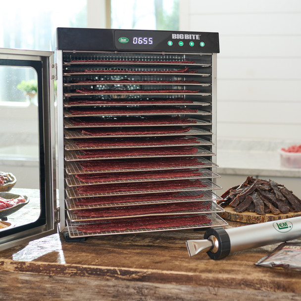 BigBite® 16-Tray Stainless Steel Dehydrator with Jerky Cannon