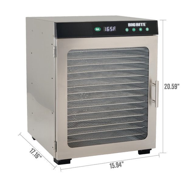 BigBite® 16-Tray Stainless Steel Dehydrator Dimensions