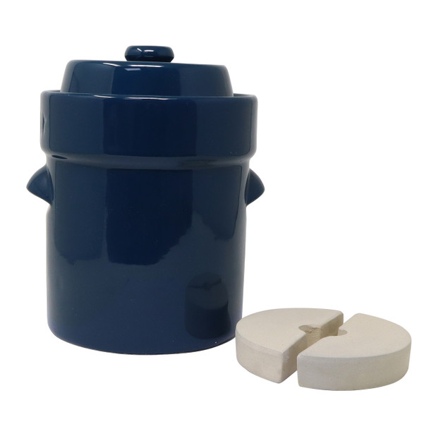 2L Traditional Style Water- Seal Crock Set - Blue