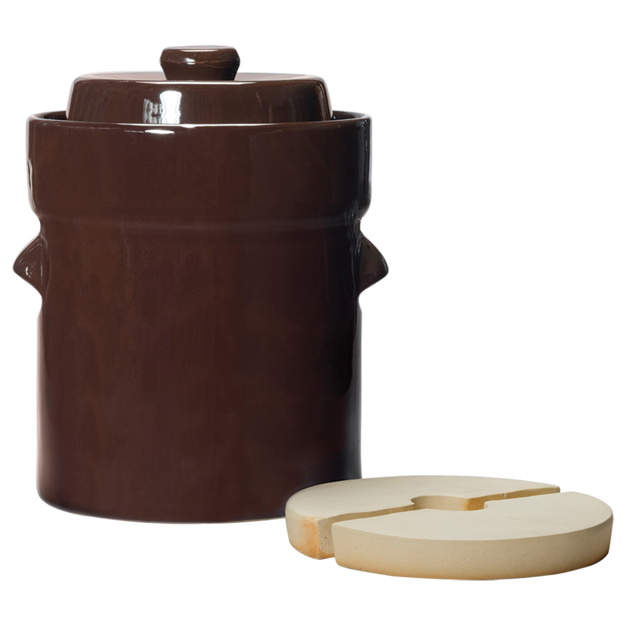 Traditional Style Water- Seal Crock Set - Brown
