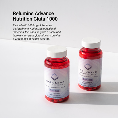 New Relumins Advance Nutrition Gluta 1000 - Reduced L-Glutathione Complex - 2x More Effective Than Jarrow at Raising Serum Glutathione New Relumins Advance Nutrition Gluta 1000 - Reduced L-Glutathione Complex - 2x More Effective Than Jarrow at Raising Serum Glutathione