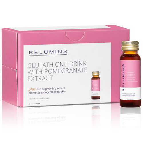 New! Relumins Beauty Glutathione Drink- Reduces Melanin and Dark Spots, Lightens & Brightens Skin and Boosts Skin Collagen Content, Firming, Reduce Wrinkles, Increases Skin Moisture, Reduce Pores - Pomegranate Flavor. New! Relumins Beauty Glutathione Drink- Reduces Melanin and Dark Spots, Lightens & Brightens Skin and Boosts Skin Collagen Content, Firming, Reduce Wrinkles, Increases Skin Moisture, Reduce Pores - Pomegranate Flavor.