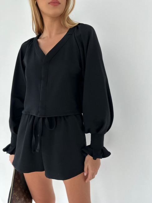 Cotton Black Elegant Sweatshirt Vita Grace