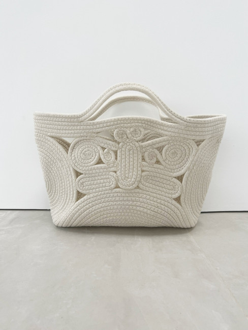 Anya Swirl Weave Large Basket | Stone White