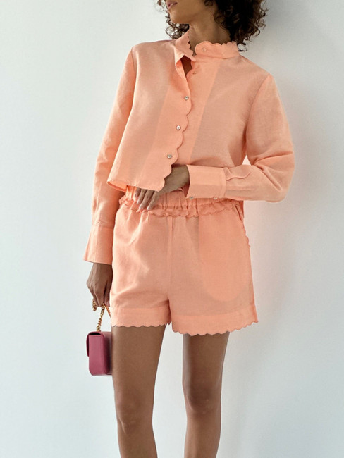 Aveline Scalloped Detail Shorts | Passionfruit