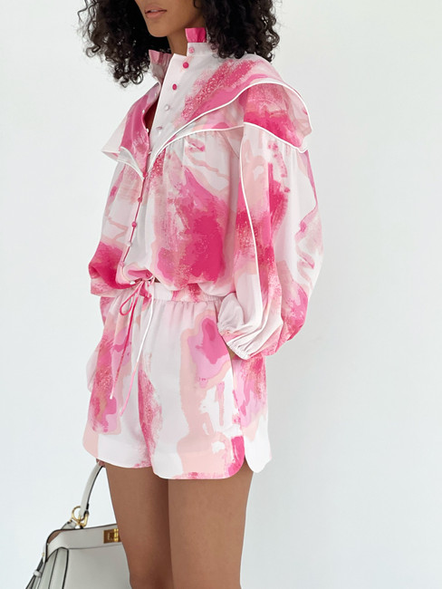 Carmine Printed Blouse | Fiji Pink Mix
