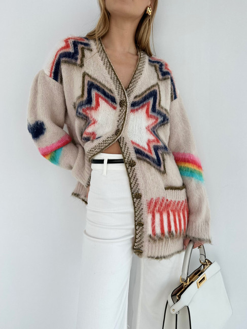 Carousel Fairlise Cardigan | Beige Multi