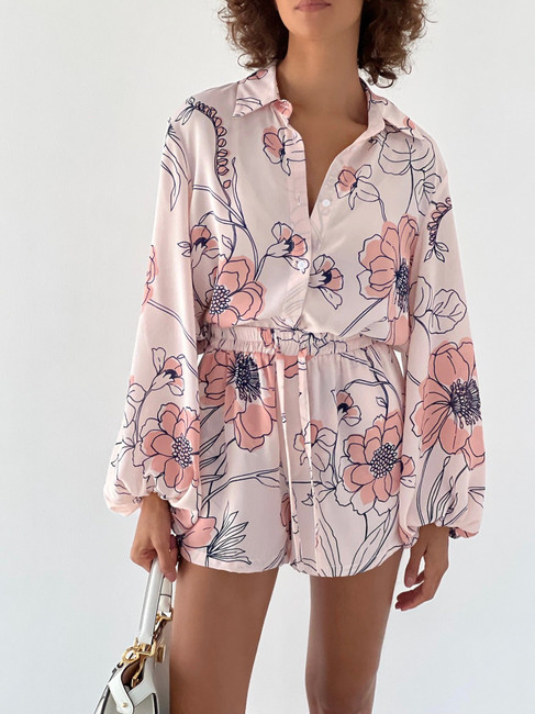 Fiji Floral Print Shorts | Pastel Pink