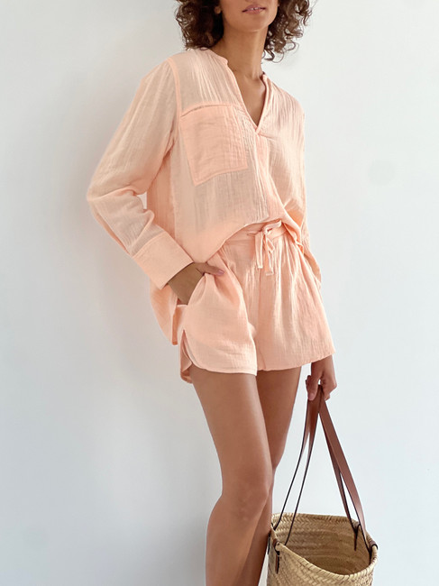 Shayla Cotton Weekend Shorts | Sea Shell