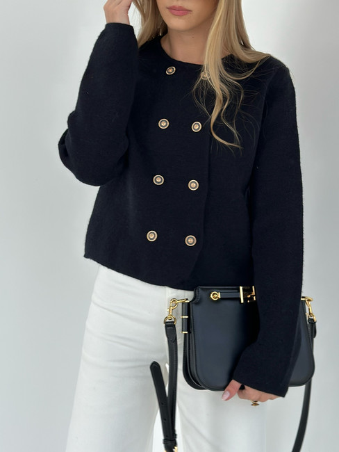 Harri Double Breasted Cardigan | Black
