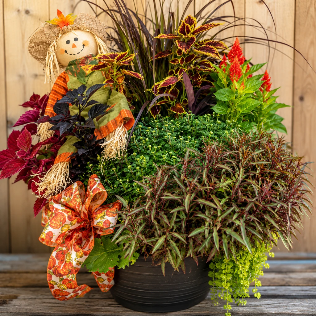 Decorated Fall Planter
