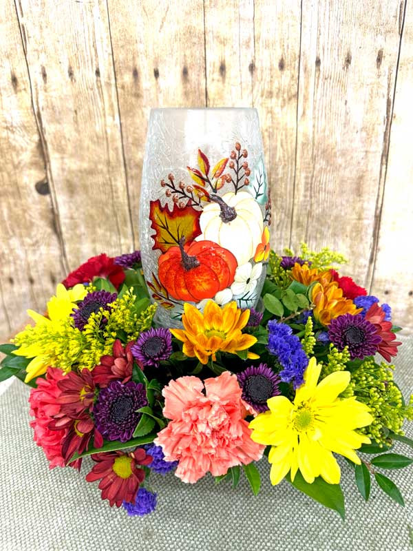 Fall Crackle Glass Arrangement