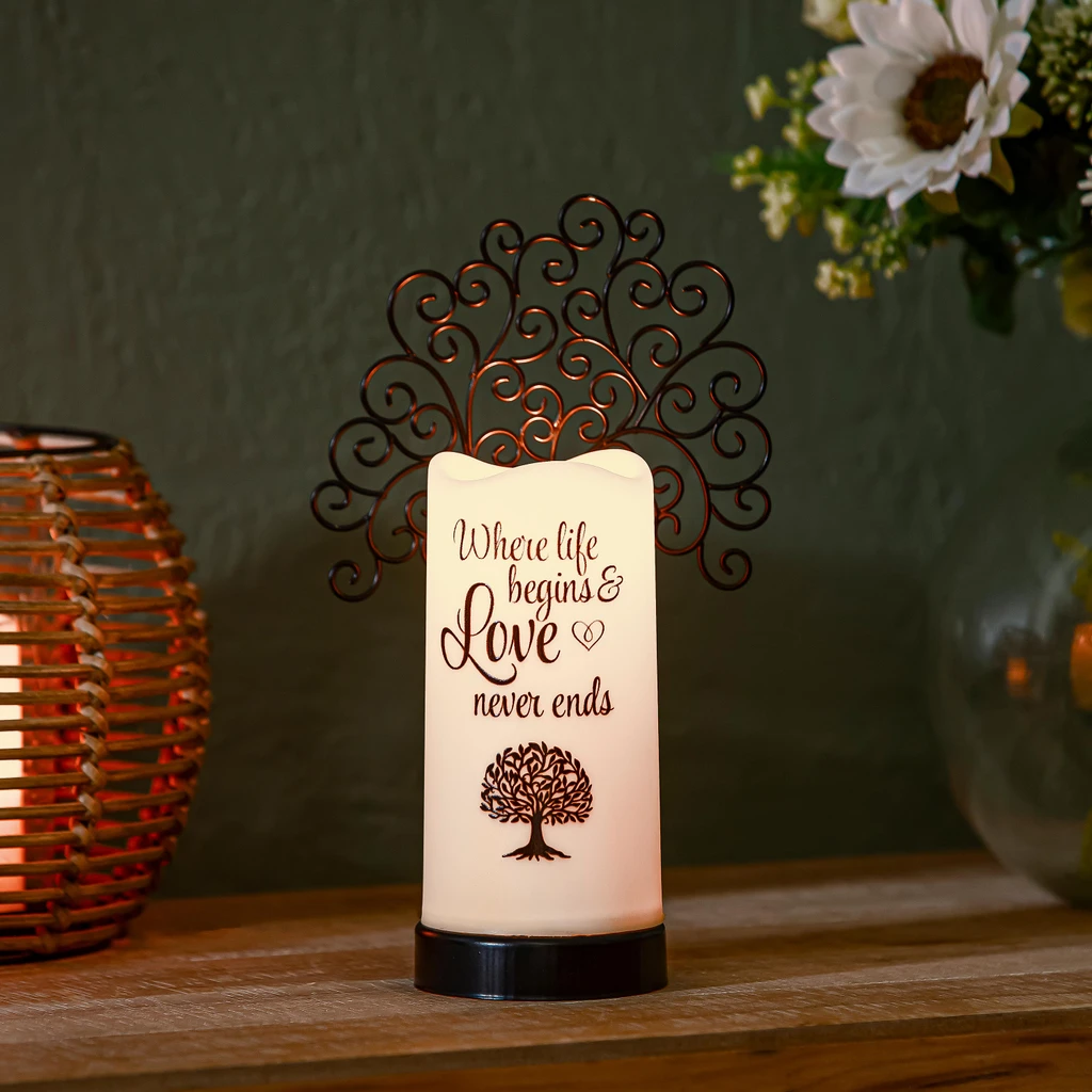 Memorial Candle with Flowers
