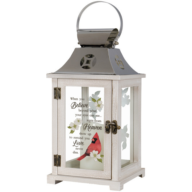Elegant memorial lantern with LED candle for funeral and celebration of life displays