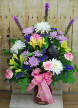 Gift & Flowers- Cheerful Candle Arrangement