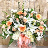 Sympathy flower basket soft pastel arrangement delivered to home Gilbertsville Boyertown Pottstown