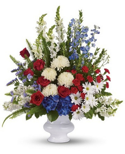 Large event floral display with hydrangea and roses