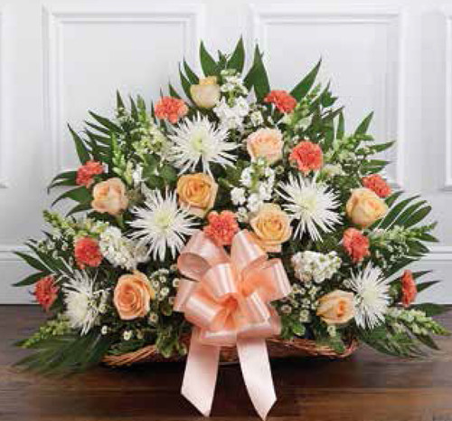 Funeral Basket Wicker Delux floral arrangement for local funeral home delivery in Gilbertsville, PA