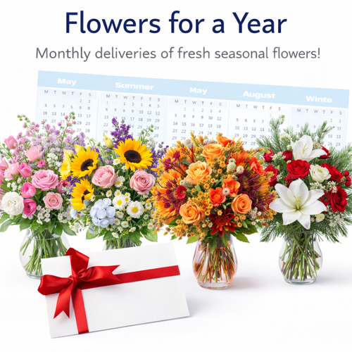 flowers for a year subscription with seasonal flower arrangements monthly delivery gilbertsville