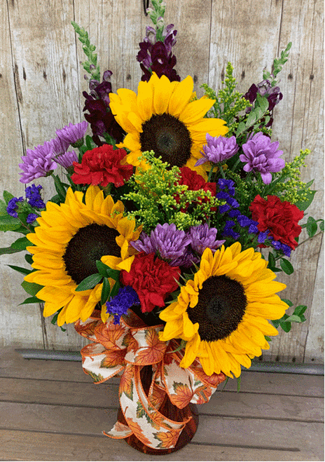 Golden Sunshine Fall Flower Arrangement | Wendys Flowers