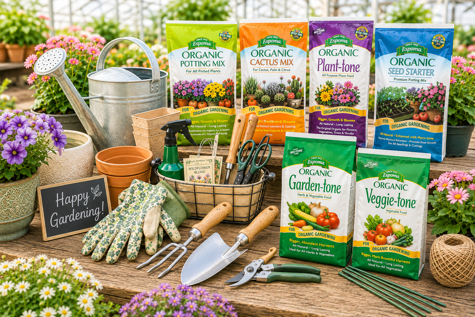 Garden supplies and planting tools at Wendy's Flowers in Gilbertsville PA
